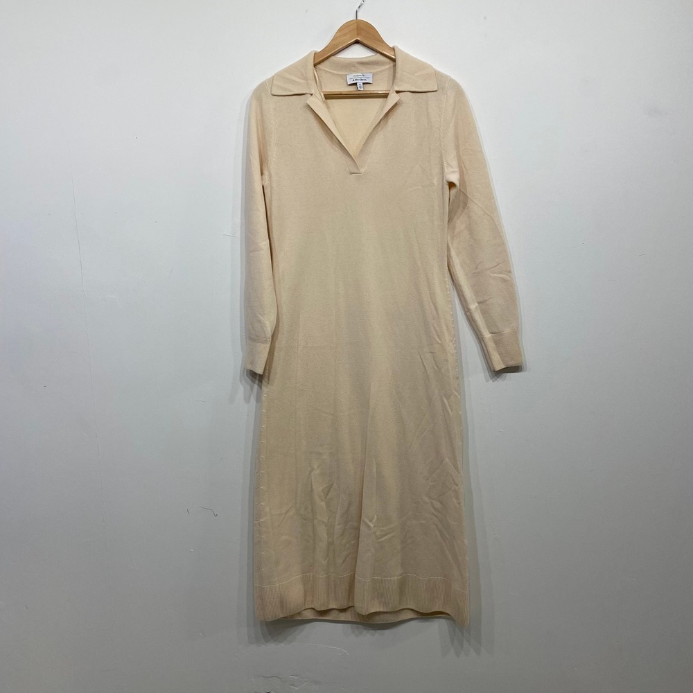 & Other Stories Wool Knit Polo Midi Dress Cream Beige Womens S - Picture 1 of 7